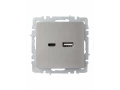             BRITE USB A+C розеткасы 18 Вт РЮ11-1-БрС болат ИЭК    