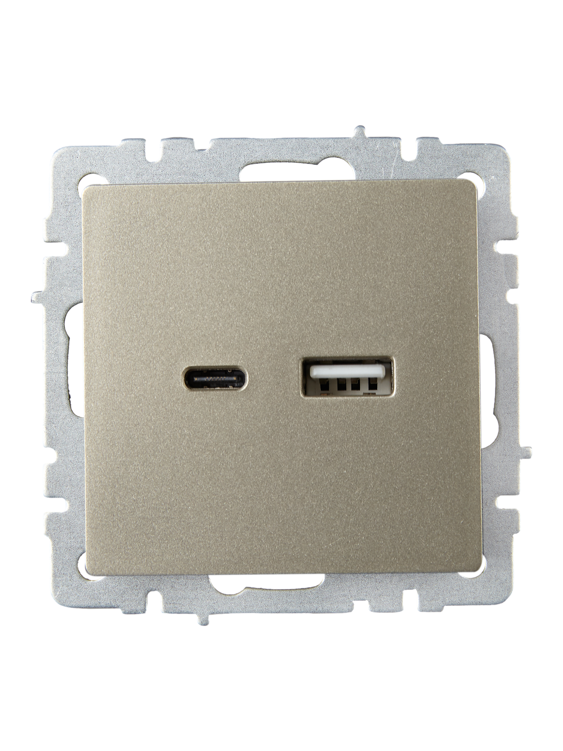             BRITE USB A+C розеткасы 18 Вт РЮ11-1-БрШ Шампан ИЭК    