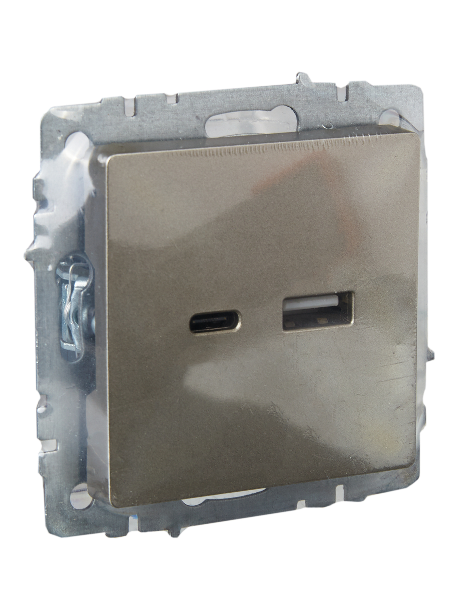             BRITE USB A+C розеткасы 18 Вт РЮ11-1-БрШ Шампан ИЭК    