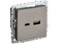             BRITE USB A+C розеткасы 18 Вт РЮ11-1-БрШ шампан ИЭК    