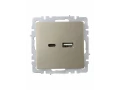             BRITE USB A+C розеткасы 18 Вт РЮ11-1-БрШ шампан ИЭК    