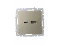             BRITE USB A+C розеткасы 18 Вт РЮ11-1-БрШ Шампан ИЭК    