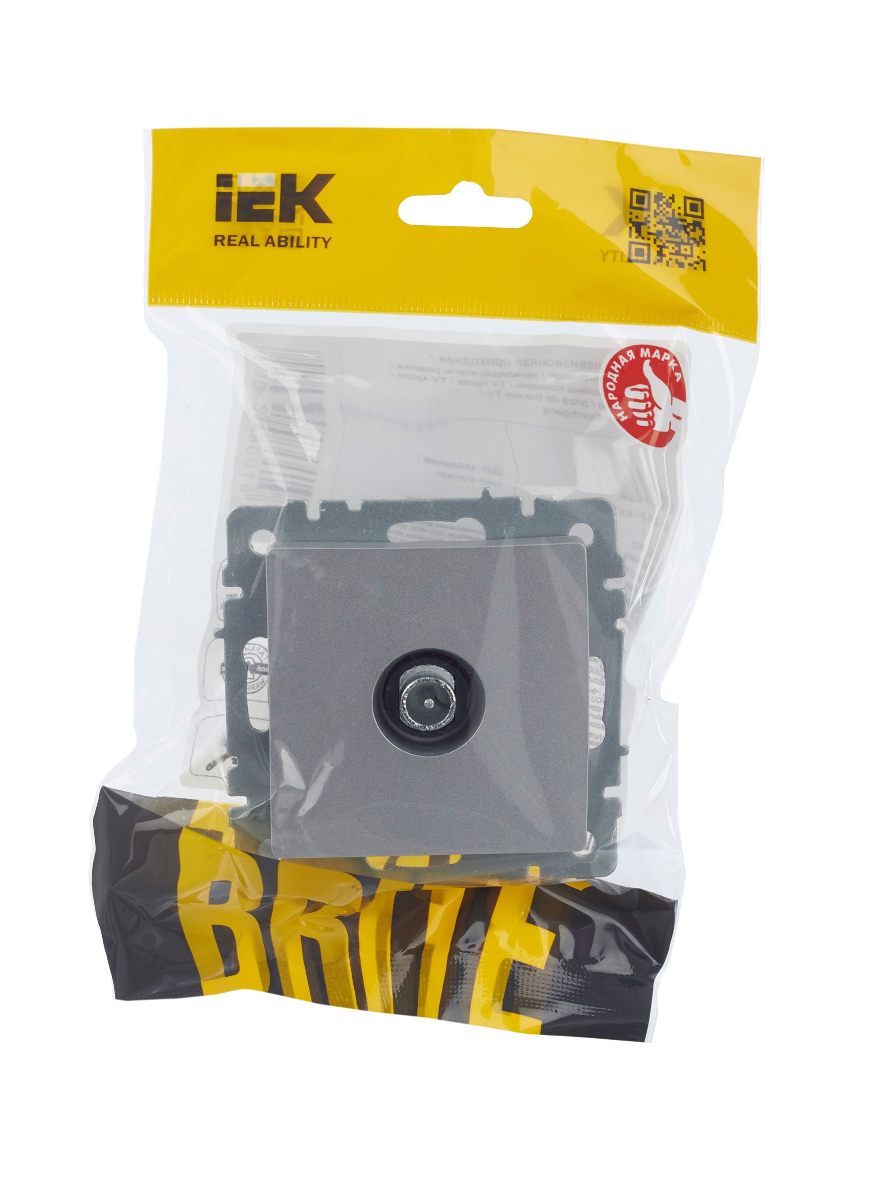             BRITE TV өтпелі розеткасы РТВ10-0-БрА алюминий ИЭК    