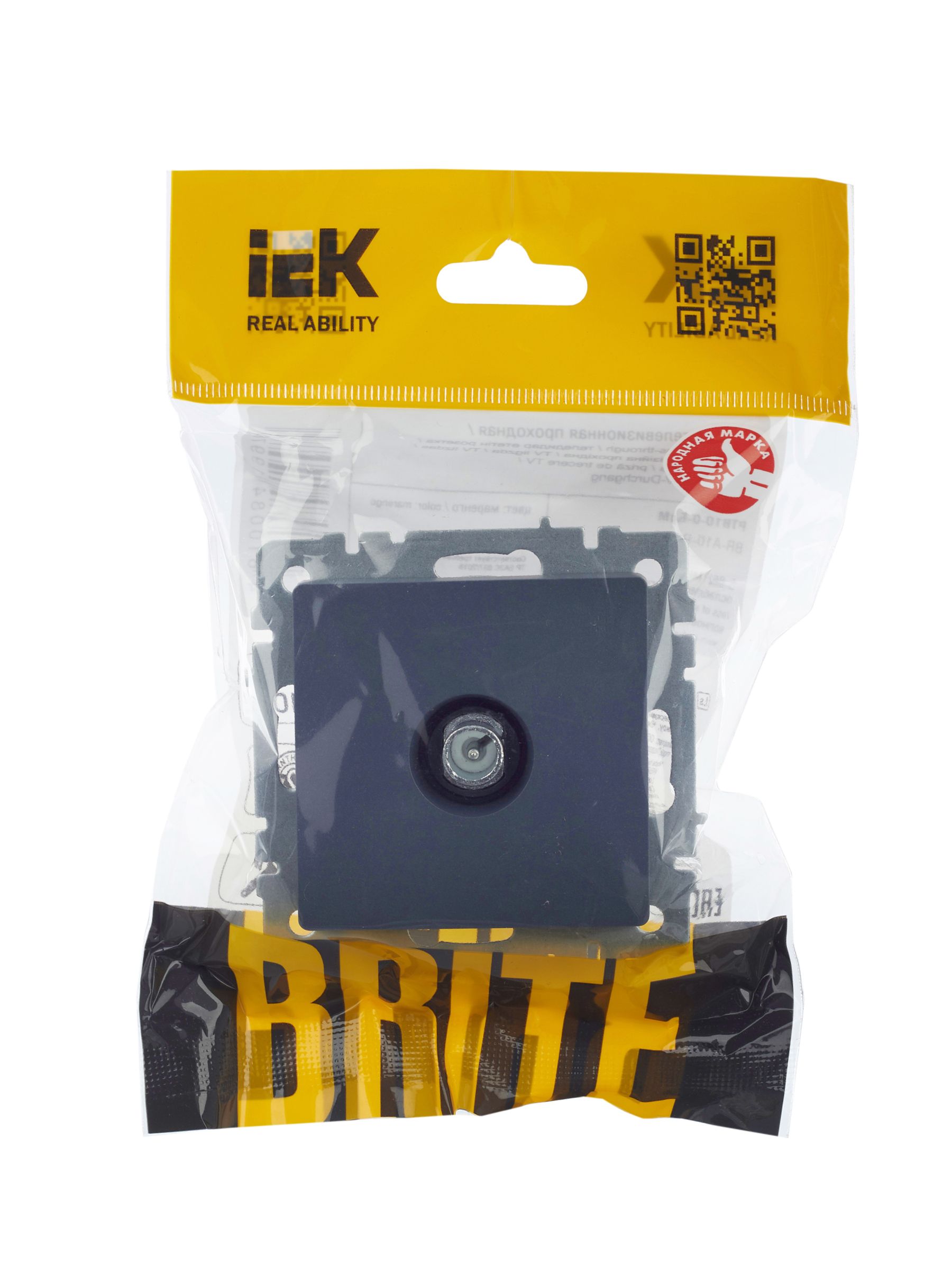             BRITE TV өтпелі розеткасы РТВ10-0БрМ маренго ИЭК    