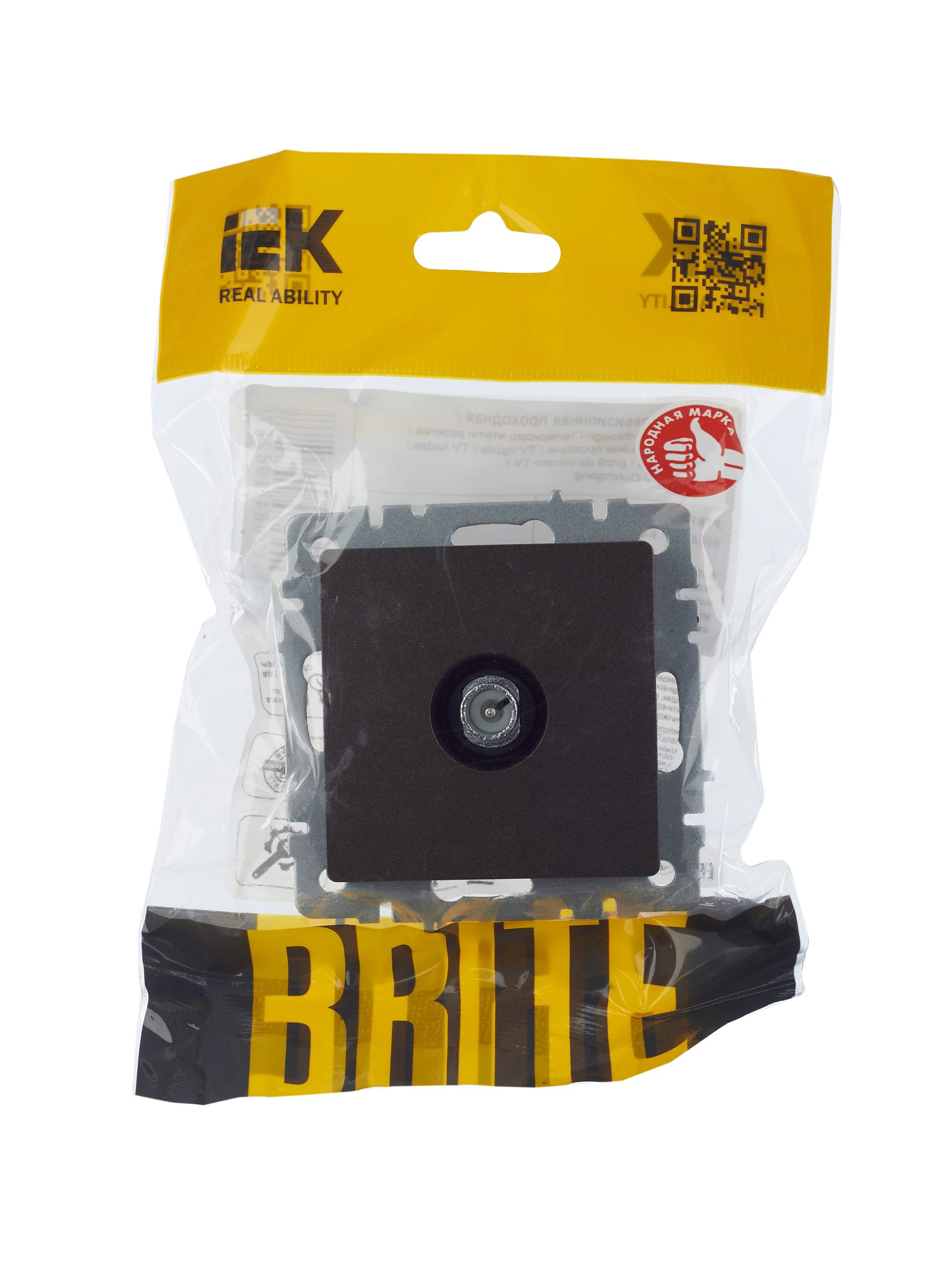             BRITE TV өтпелі розеткасы РТВ10-0-БрТБ қара қола ИЭК    