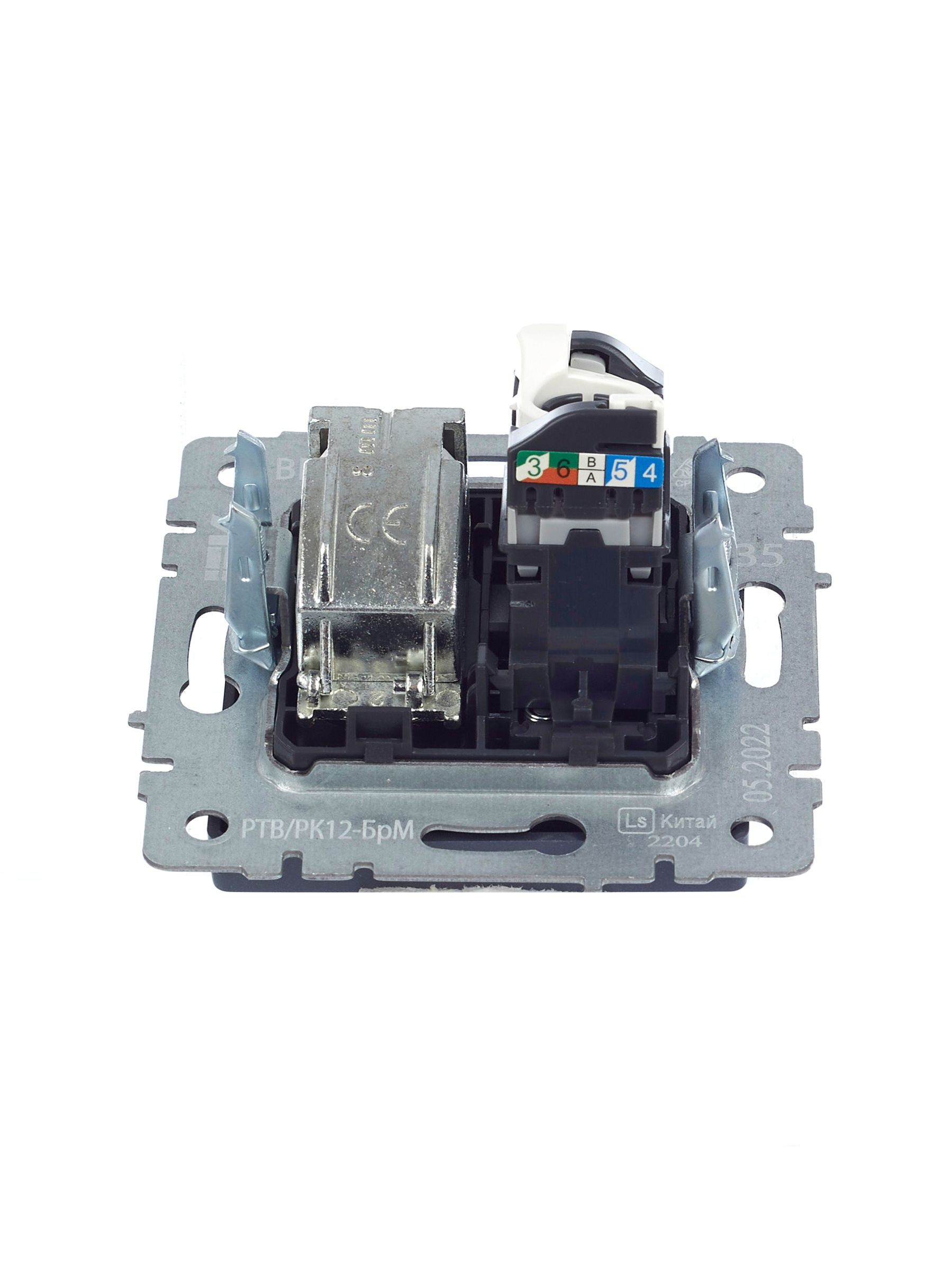             BRITE Қос розетка TV+RJ45 мыс.5E РТВ/РК12-БрМ маренго ИЭК    