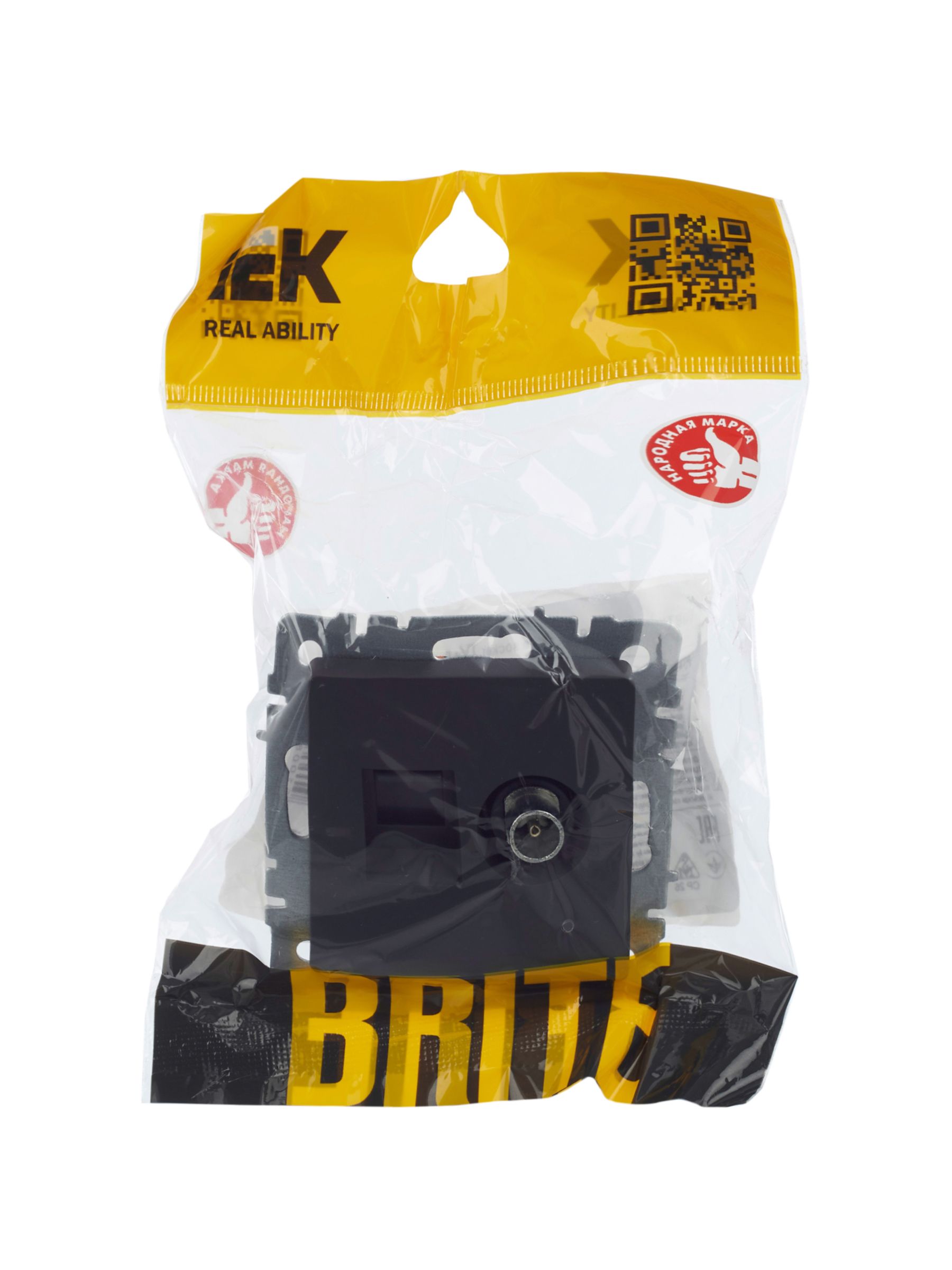             BRITE Қос розетка TV+RJ45 мыс.5E РТВ/РК12-БрГ графит ИЭК    