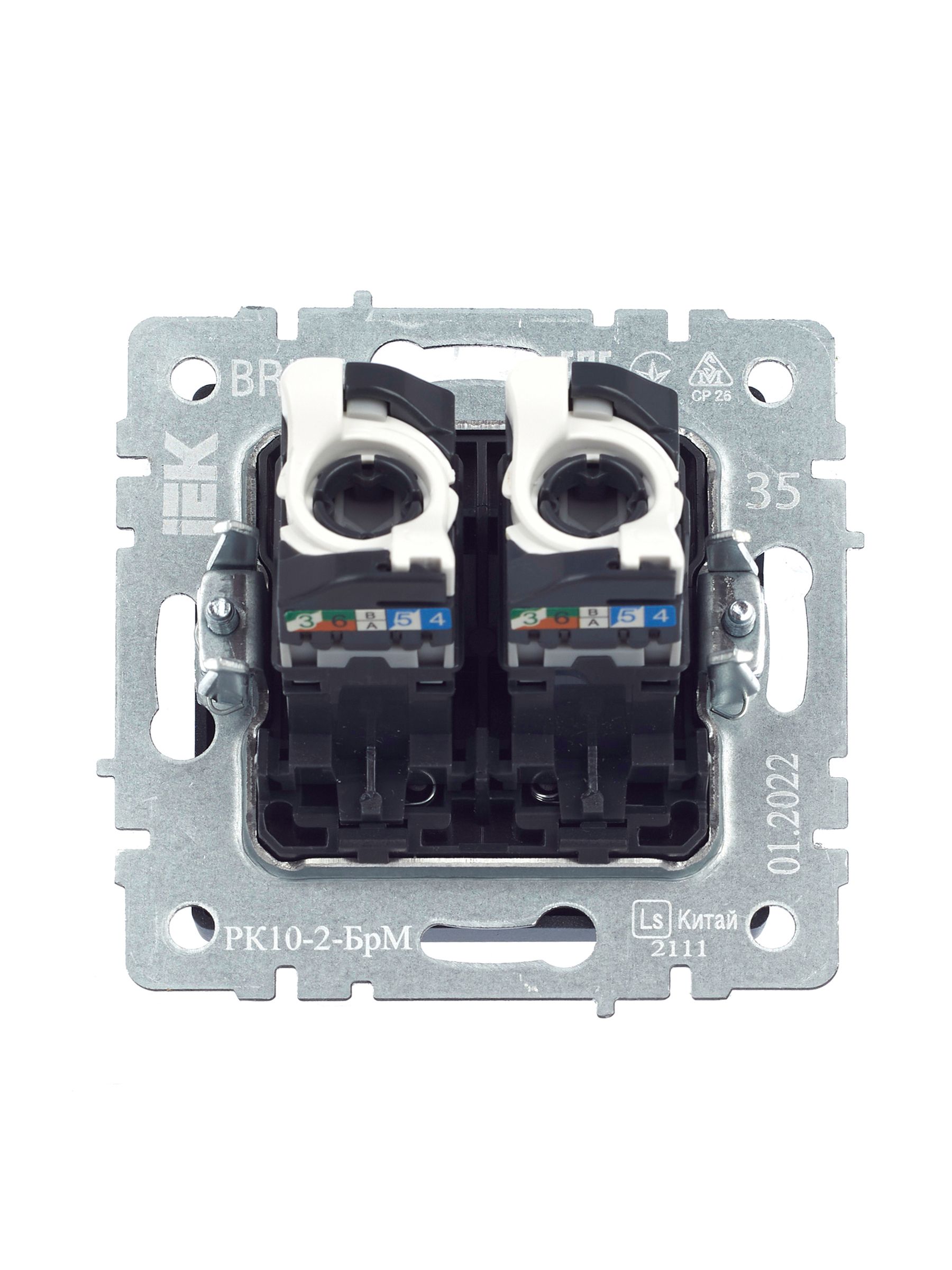             BRITE Қос компьютерлік розетка RJ45 мыс.5E РК10-2-БрМ маренго ИЭК    