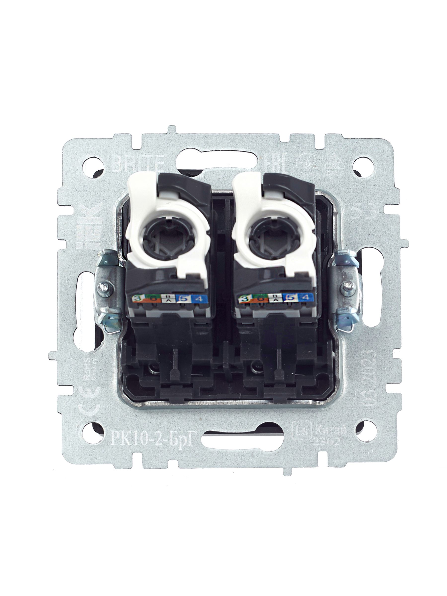             BRITE Қос компьютерлік розетка RJ45 мыс.5E РК10-2-БрГ графит ИЭК    