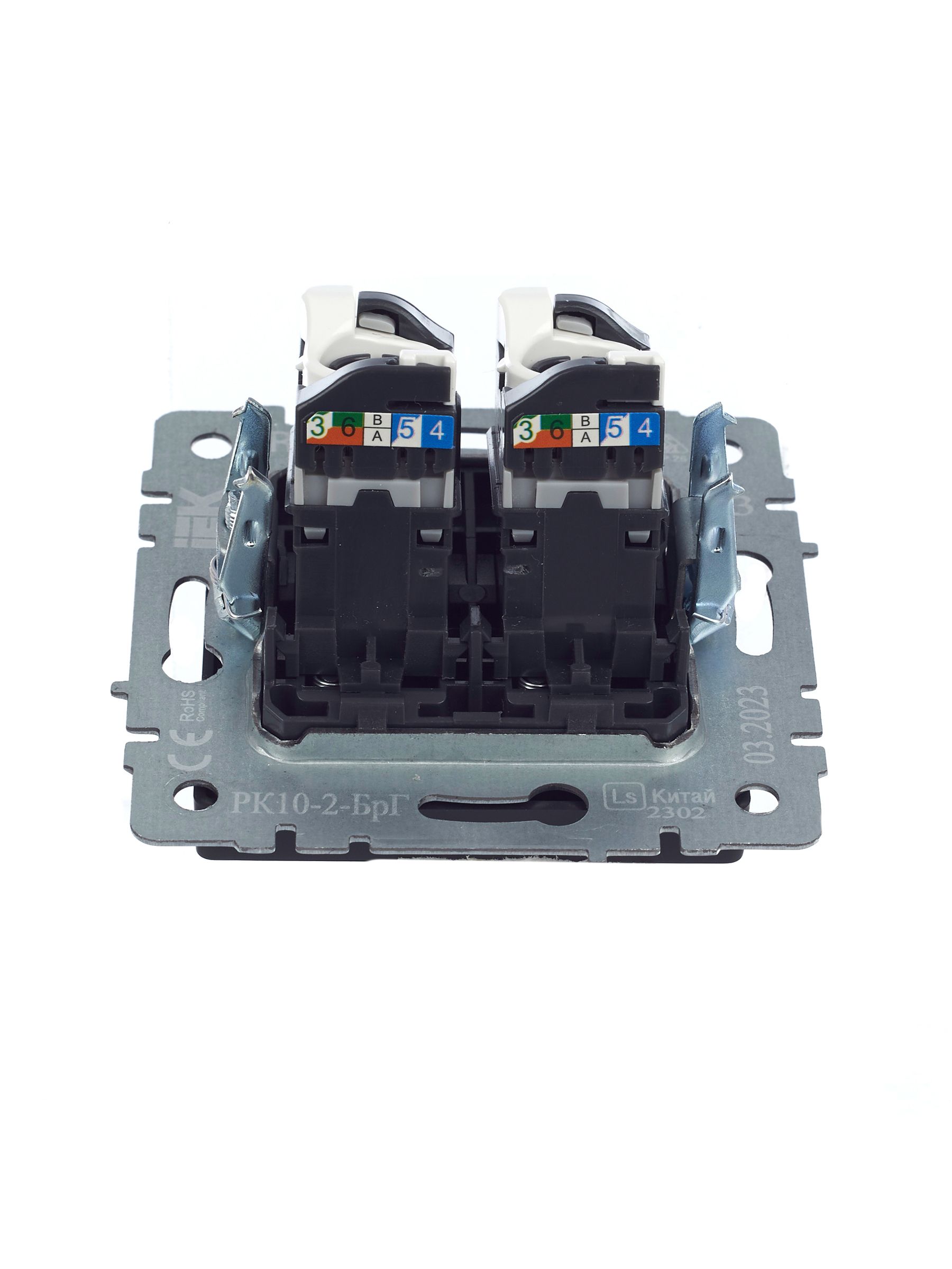             BRITE Қос компьютерлік розетка RJ45 мыс.5E РК10-2-БрГ графит ИЭК    