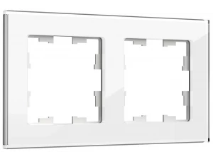 BRITE Рамка 2 -местная РУ-2-2-БрБ стекло белый ИЭК