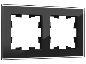 BRITE Рамка 2 -местная РУ-2-2-БрЧ стекло черный ИЭК