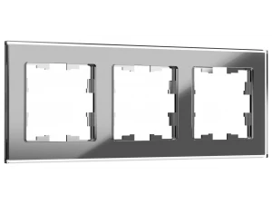 BRITE Рамка 3 -местная РУ-3-2-БрСе стекло серый ИЭК