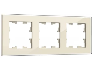 BRITE Рамка 3 -местная РУ-3-2-БрВа стекло ванильный ИЭК