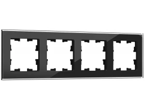 BRITE Рамка 4 -местная РУ-4-2-БрЧ стекло черный ИЭК