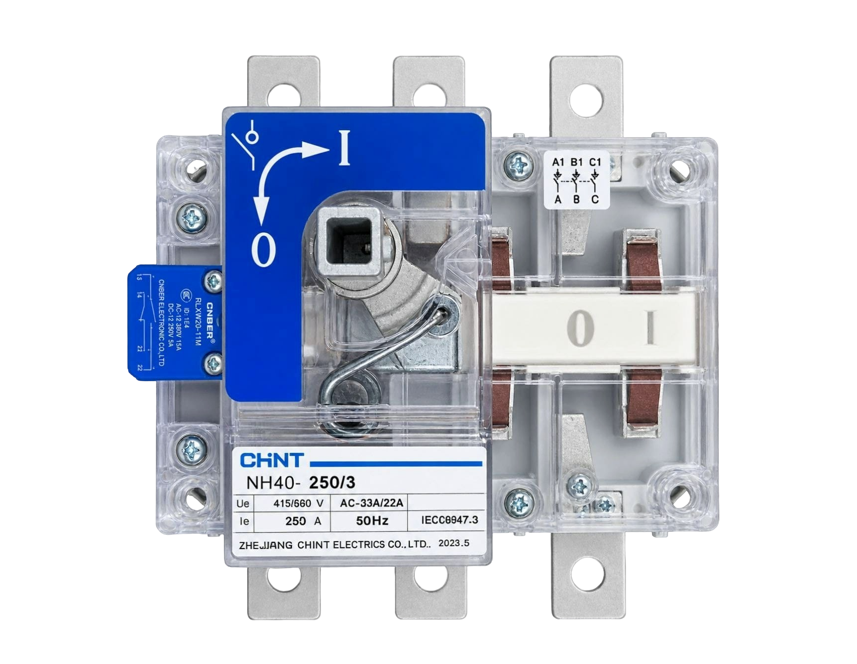             Ажыратқыш-айырғыш NH40-250/3, 3P, 250А, стандартты басқару тұтқасы (CHINT) 393264    