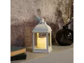 Сәндік фонарь шаммен, Ақ корпус, өлшемі 10,5х10,5х22,35 см, ЖЫЛЫ Ақ түсті
