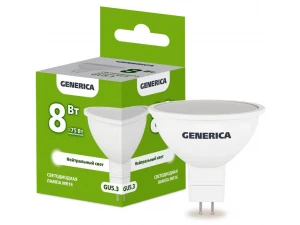 Лампа светодиодная MR16 софит 8Вт 230В 4000К GU5.3 GENERICA ИЭК