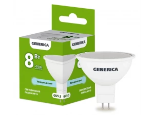 Лампа светодиодная MR16 софит 8Вт 230В 6500К GU5.3 GENERICA ИЭК