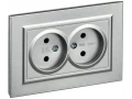             BRITE розеткасы, 2 орынды, жерге тұйықтаусыз, қорғаныс перделері жоқ, 10А жиынтықта  РС12-2-БрА алюминий ИЭК    