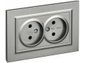             BRITE розеткасы, 2 орынды, жерге тұйықталусыз, қорғаныс перделері жоқ, 10А жиынтықта, РС12-2-БрС, болат ИЭК    
