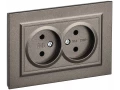             BRITE розеткасы, 2 орынды, жерге тұйықталусыз, қорғаныс перделері жоқ, 10А жиынтықта, РС12-2-БрТБ қара қола ИЭК    