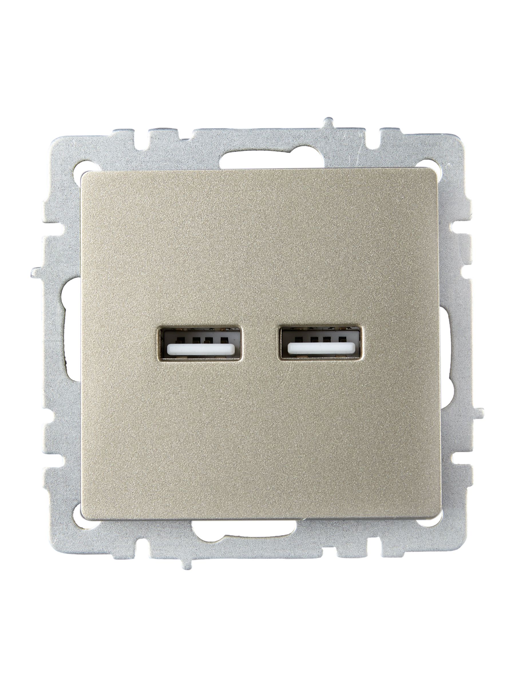             BRITE USB розеткасы, А+А 5В 3,1 А РЮ10-1-БрШ шампан ИЭК    
