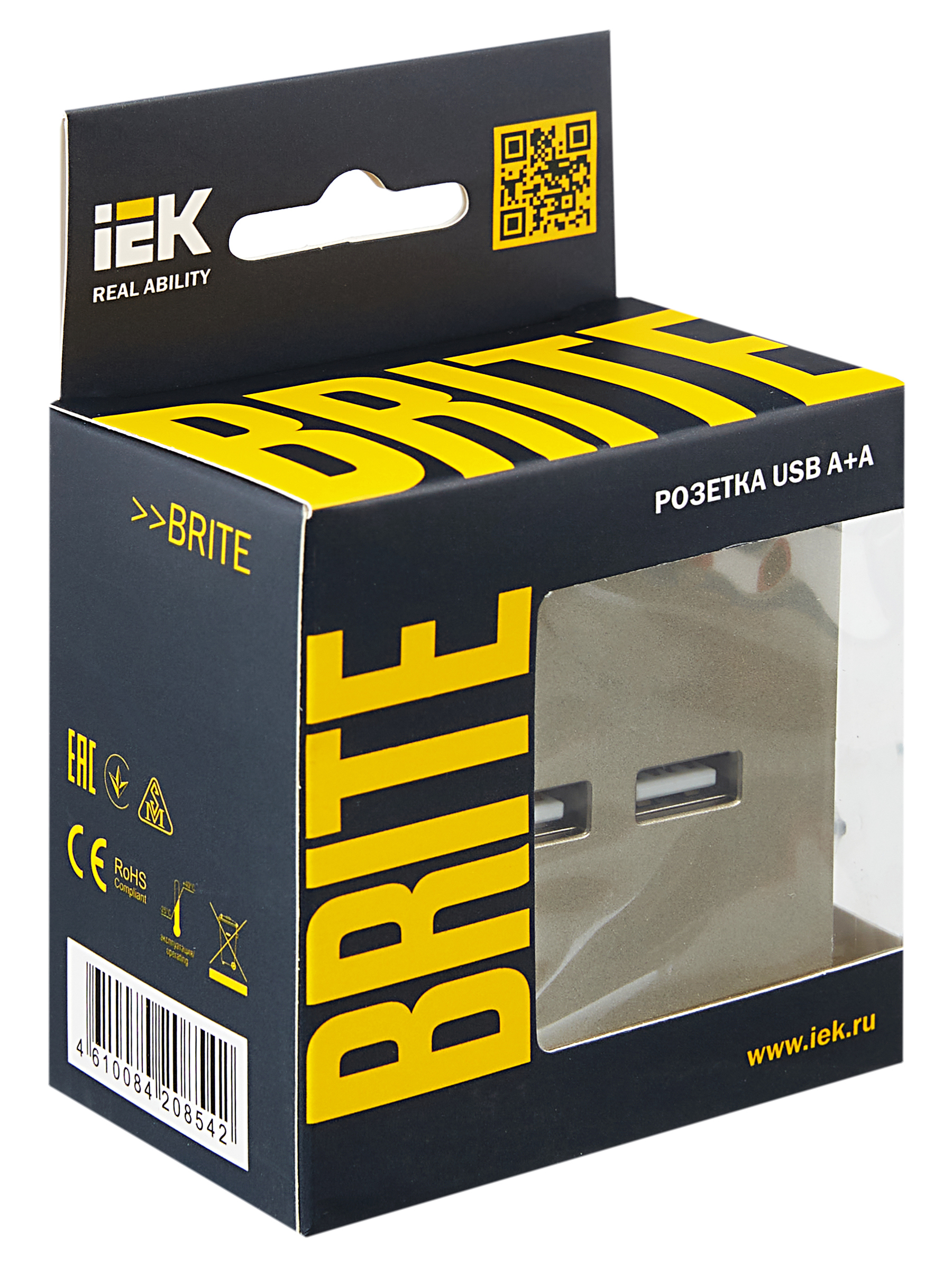             BRITE USB розеткасы, А+А 5В 3,1 А РЮ10-1-БрШ шампан ИЭК    