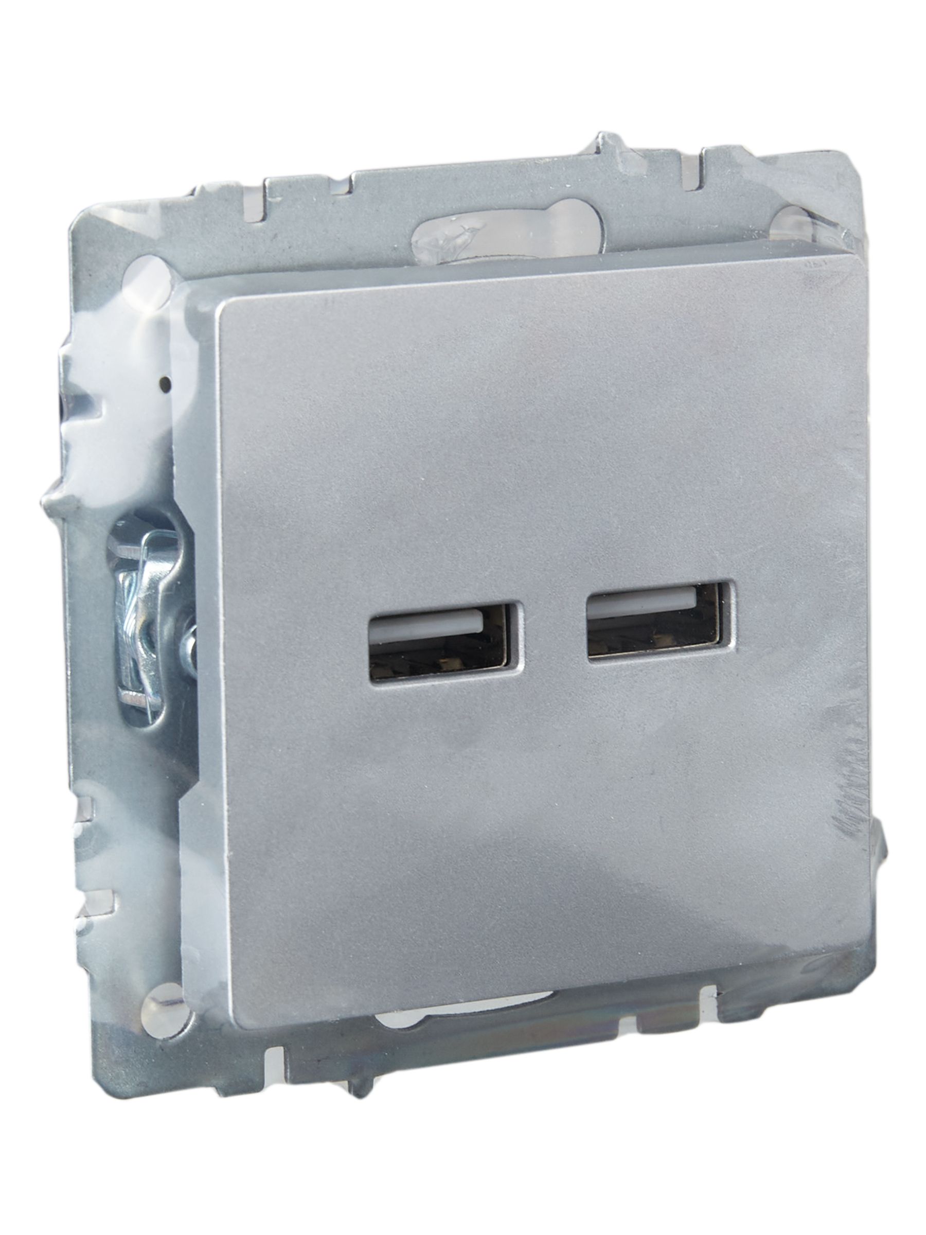             BRITE розеткасы, USB A+A 5В 3,1 А РЮ10-1-БрА алюминий ИЭК    