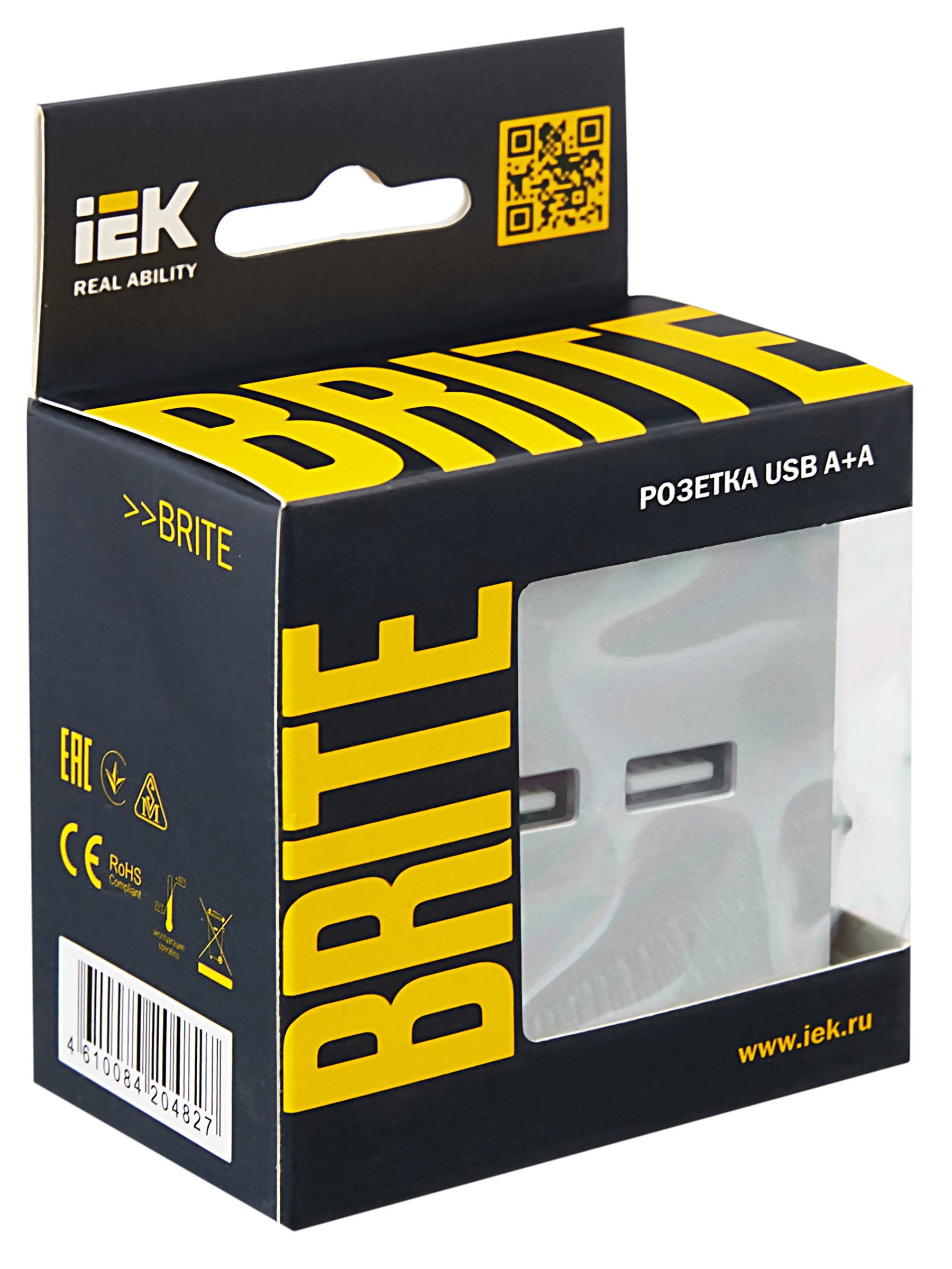             BRITE розеткасы, USB A+A 5В 3,1 А РЮ10-1-БрА алюминий ИЭК    