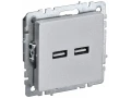             BRITE розеткасы, USB A+A 5В 3,1 А РЮ10-1-БрА алюминий ИЭК    