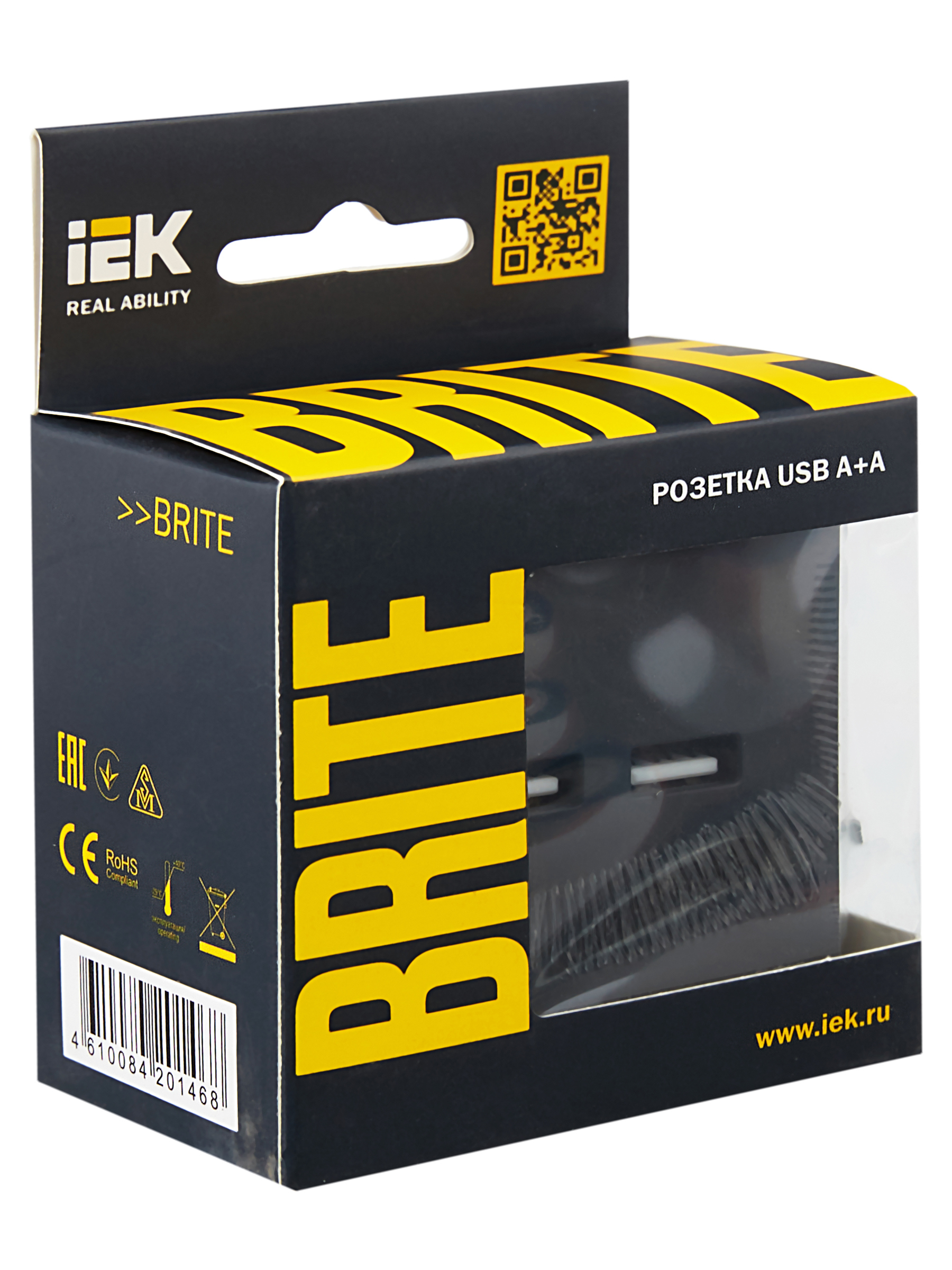             BRITE USB розеткасы, A+A 5В 3,1 А РЮ10-1-БрГ графит ИЭК    