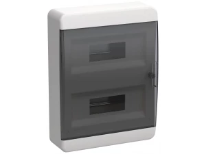 TEKFOR Корпус пластиковый ЩРН-П-24 IP41 черная прозрачная дверь ИЭК