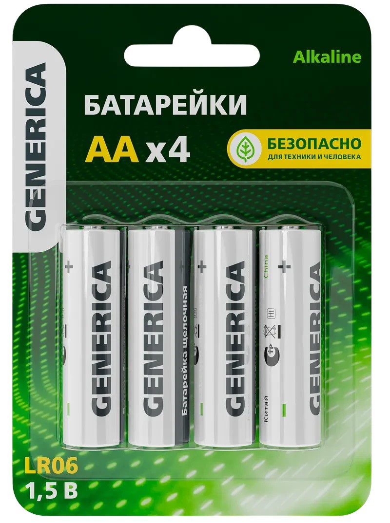 Сілтілі батарея Alkaline LR06/AA (4 дана / блистер) GENERİCA ИЭК