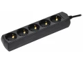 Ұзартқыш УО5, 5 орын, жерге тұйықталған 3м 3х1мм2 10А 250В қара GENERİCA ИЭК