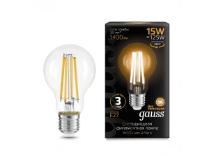 Лампа Gauss Filament А60 15W 1400lm 2700К Е27 LED 1/10/40