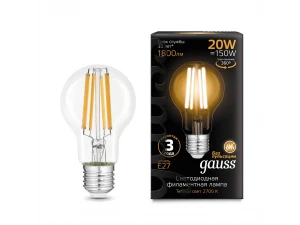 Лампа Gauss Filament А60 20W 1800lm 2700К Е27 LED 1/10/40