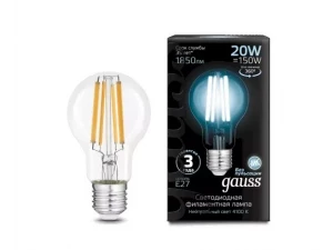 Лампа Gauss Filament А60 20W 1850lm 4100К Е27 LED 1/10/40