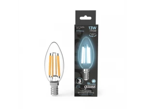 Лампа Gauss Filament Свеча 13W 1150lm 4100К Е14 LED 1/10/50