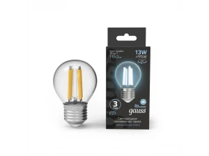 Лампа Gauss Filament Шар 13W 1150lm 4100К Е27 LED 1/10/50