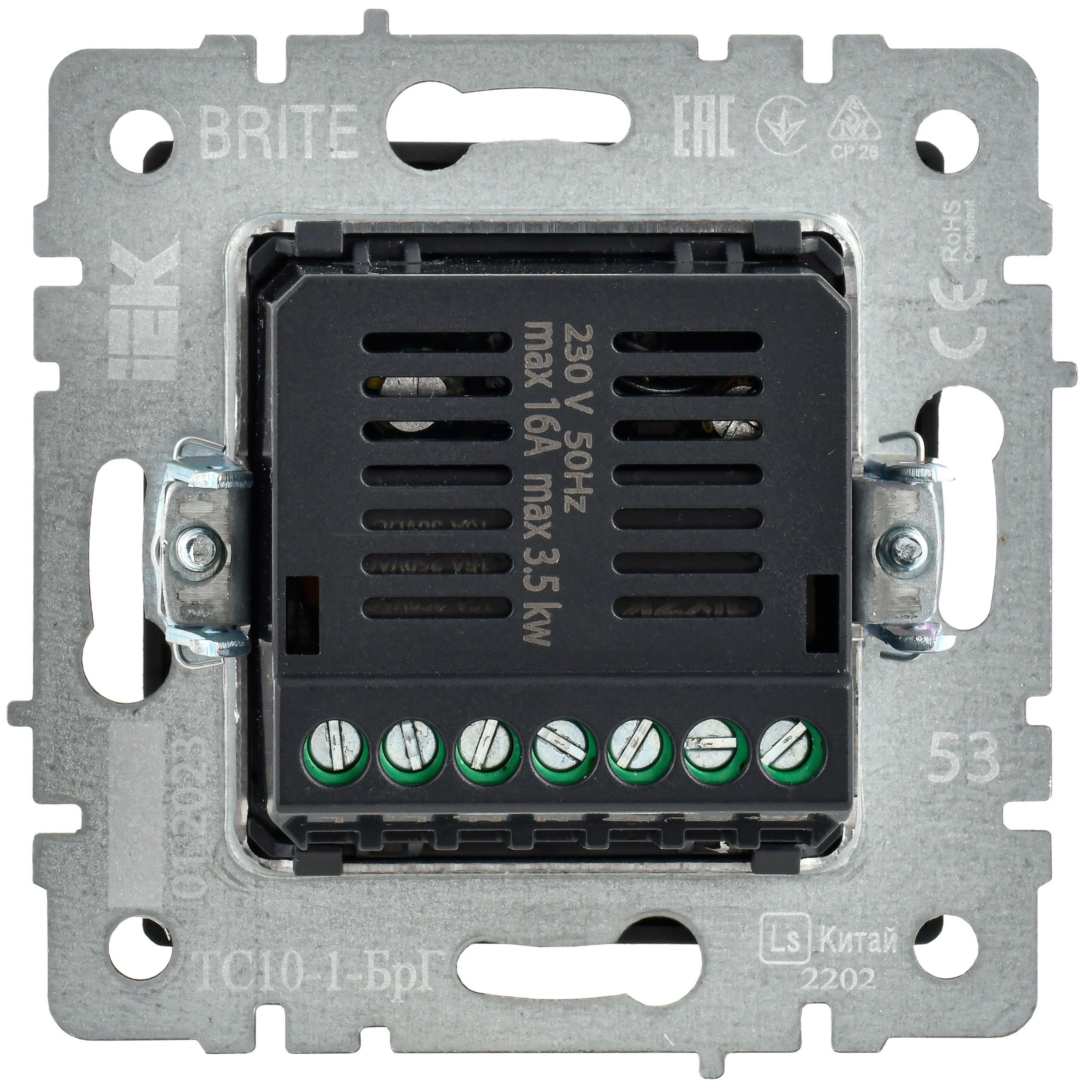             BRITE ТС10-1-БрГ индикациясы бар электронды термостат графит ИЭК    