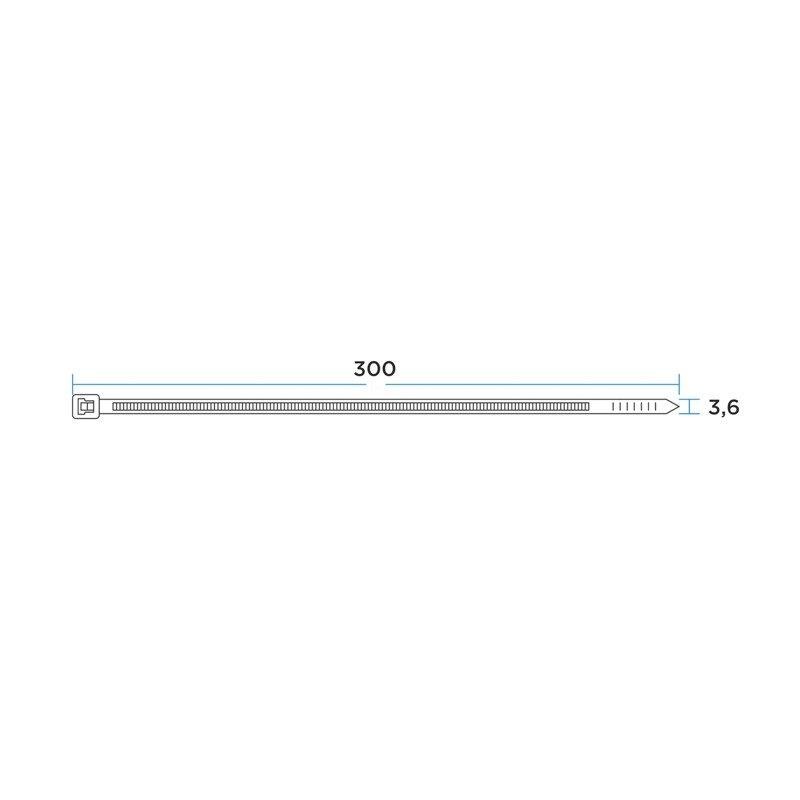 Нейлоннан жасаған кабель байламы 300x3,6мм, қара (100 дана/қаптама) REXANT