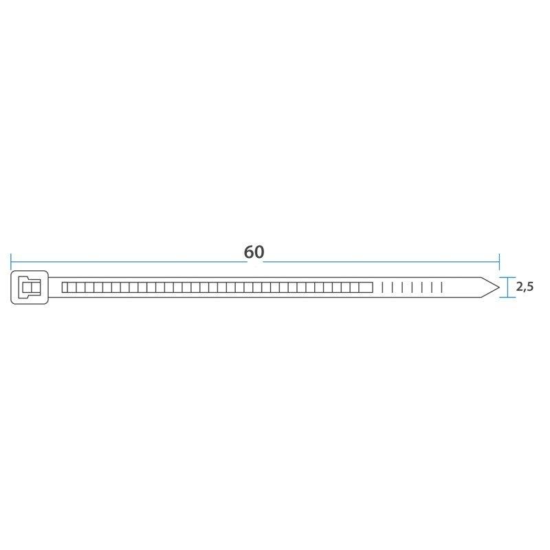 Нейлоннан жасаған кабель байламы 60x2,5мм, ақ (100 дана/қаптама) REXANT