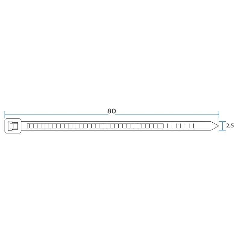 Нейлоннан жасаған кабель байламы 80x2,5мм, ақ (100 дана/қаптама) REXANT