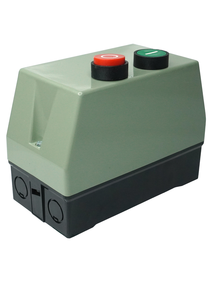             ПМЛ-1220 УХЛ4 Б 220В/50Гц 1з 10А реверсивті емес+РТЛ-1014-2 7-10А тұрқыда IP54 ПУСК+СТОП электрмагниттік босатқыш    