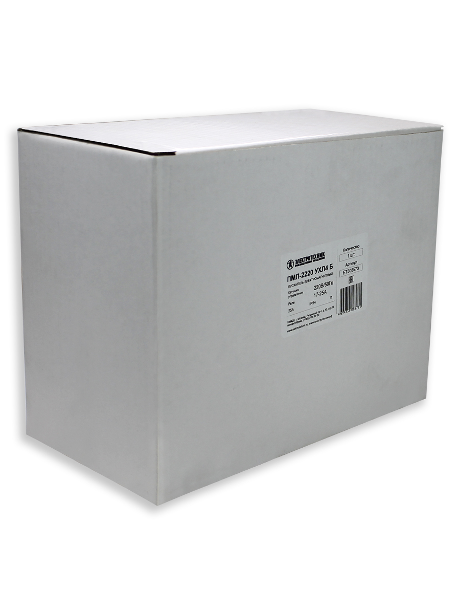             ПМЛ-2220 УХЛ4 Б 220В/50Гц 1з 25А реверсивті емес+РТЛ-1022-2 17-25А тұрқыда IP54 ПУСК+СТОП электрмагниттік босатқыш    