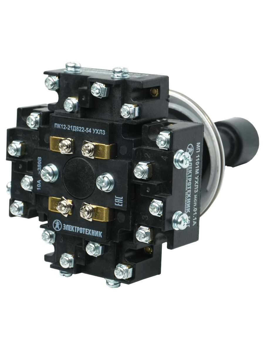             Айқасқан ажыратып-қосқыш ПК12-21Д822-54 УХЛ3, 380В/50Гц, 10А, жоңқалардың тиуінен қорғаныспен, тұтқа - 8 полюс    