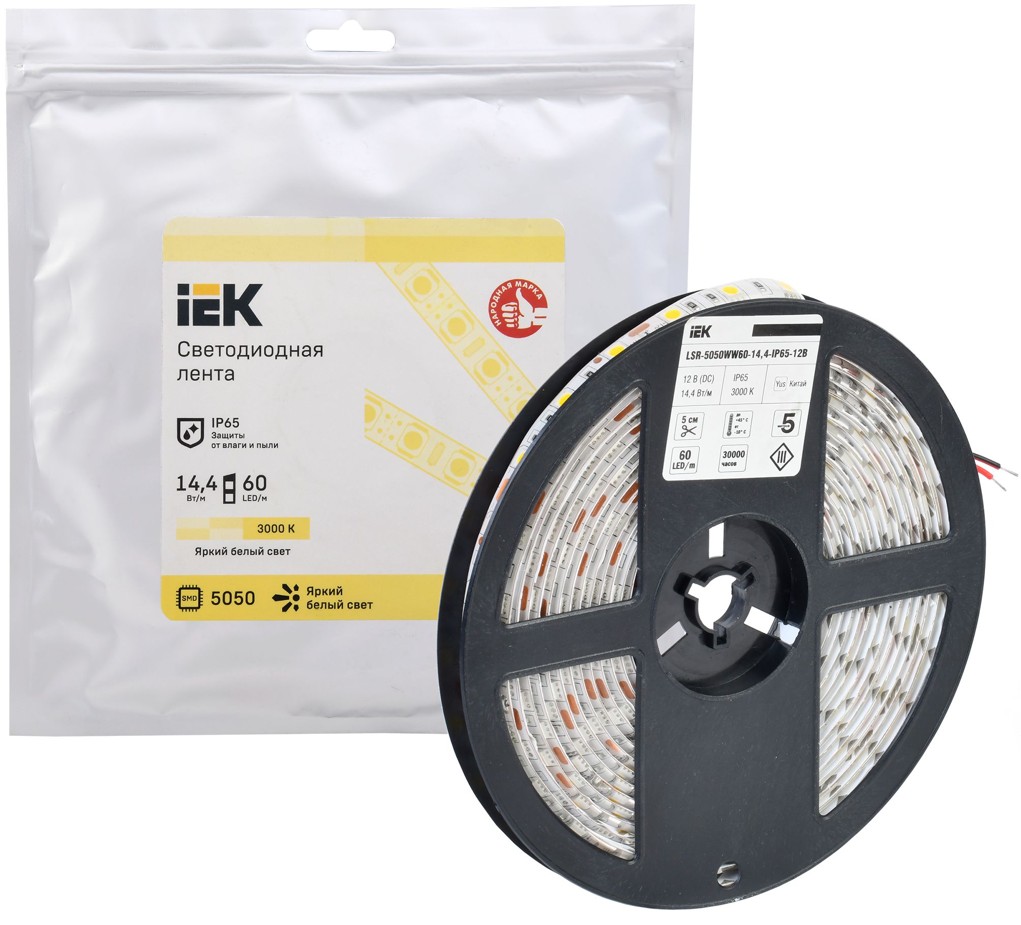             LED таспасы 5м LSR-5050WW60-14,4-IP65-12В ИЭК    