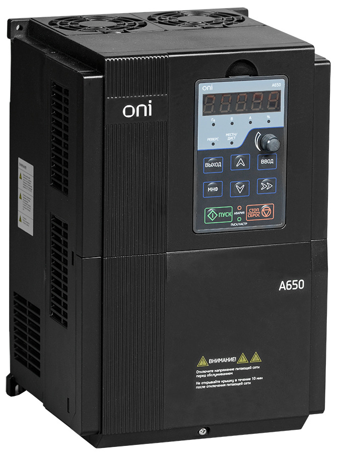             Жиілік түрлендіргіші A650 380В 3Ф 18,5kW 37А кіріктірілген тежегіш модулі бар ONI    