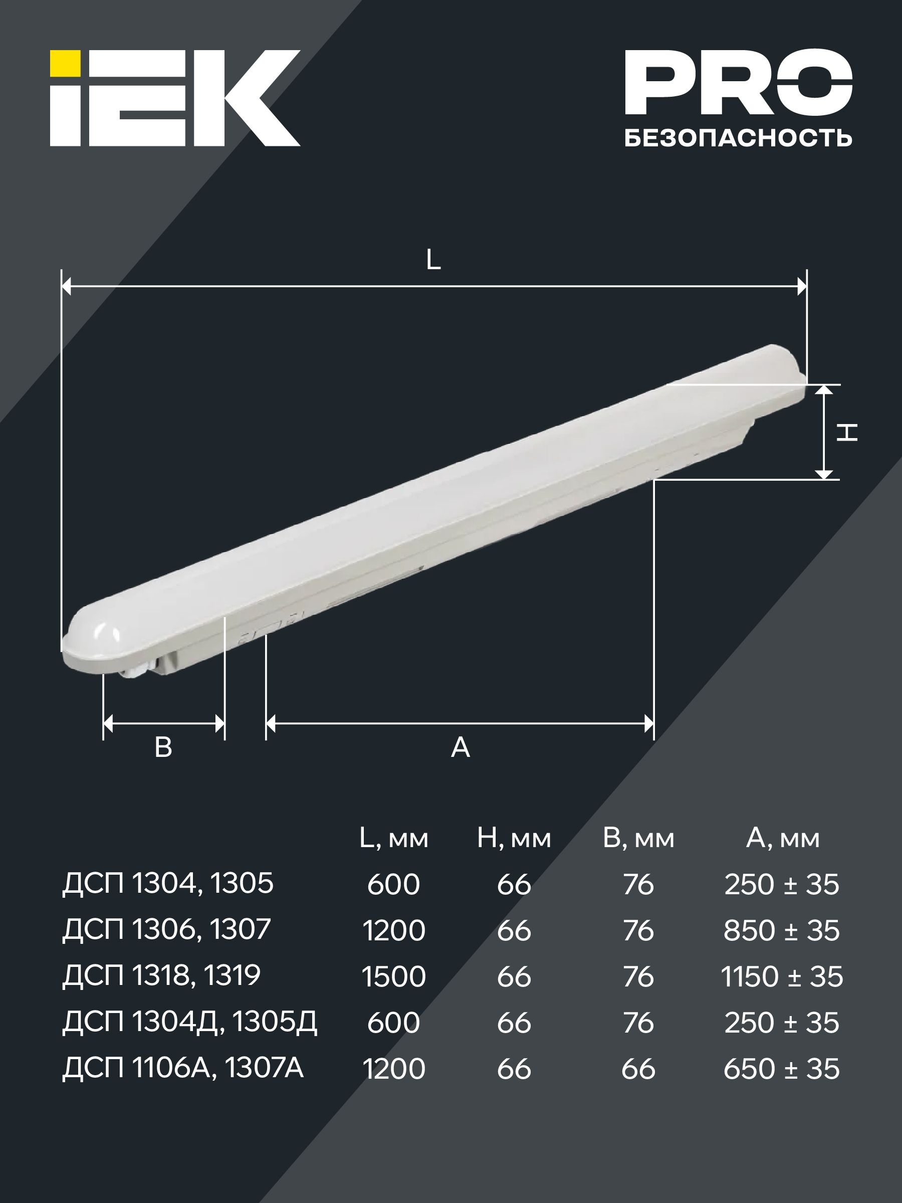             Шам ДСП 1319 48Вт 6500К IP65 1500мм сұр пластик ИЭК    